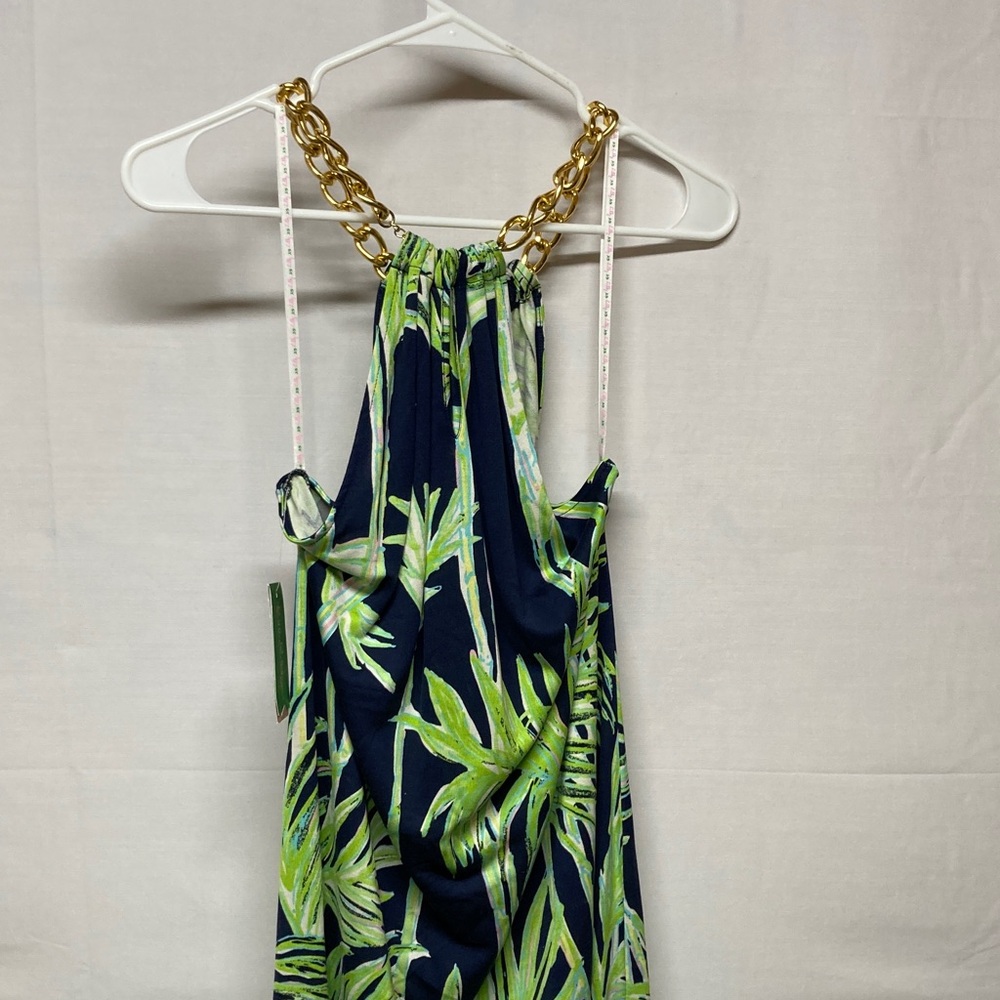 Lilly Pulitzer Tropical Navy & Lime Halter Dress with Chain Detail - Picture 2 of 6